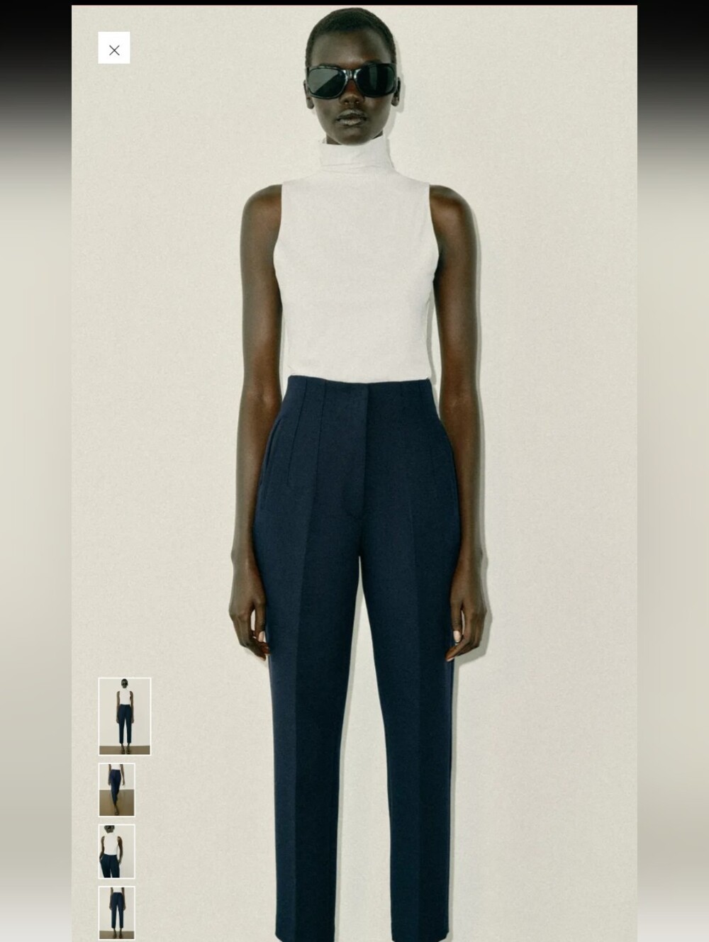 Zara Front Pleated Blue Cropped Dress Slacks Sz S